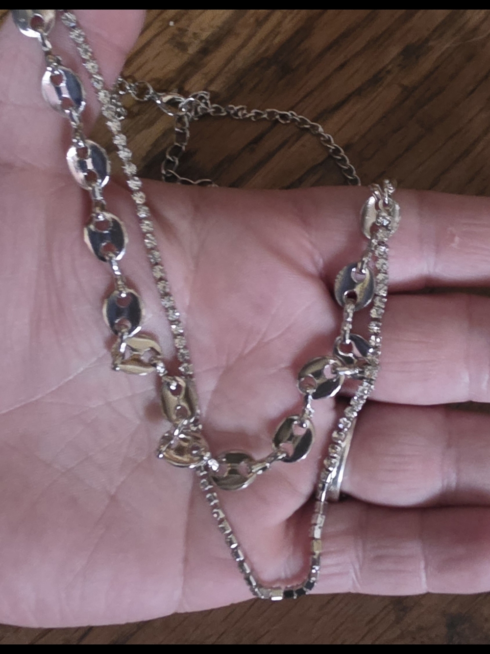 Silver Layered Rhinestone Chain Necklace BNIB - Picture 9 of 9